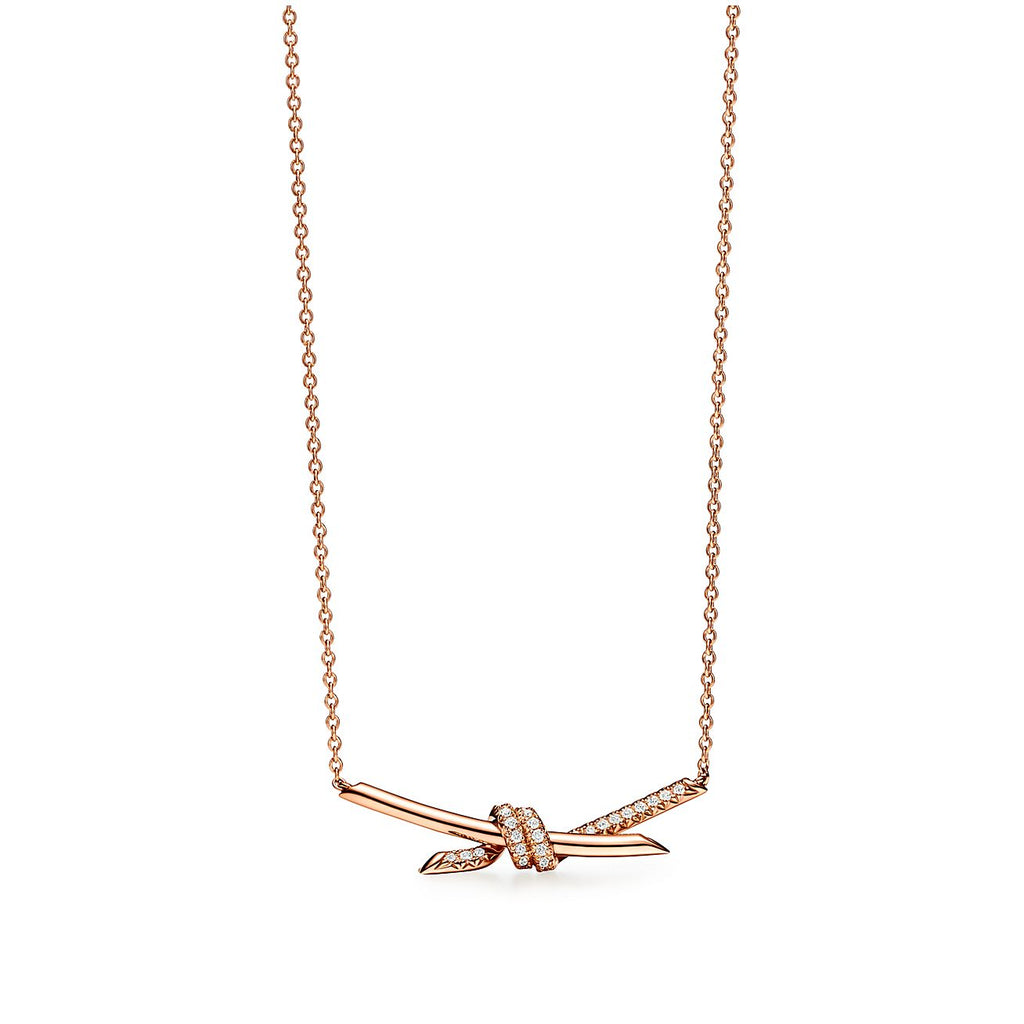 18K Tiffany Knot Pendant Diamond Necklace