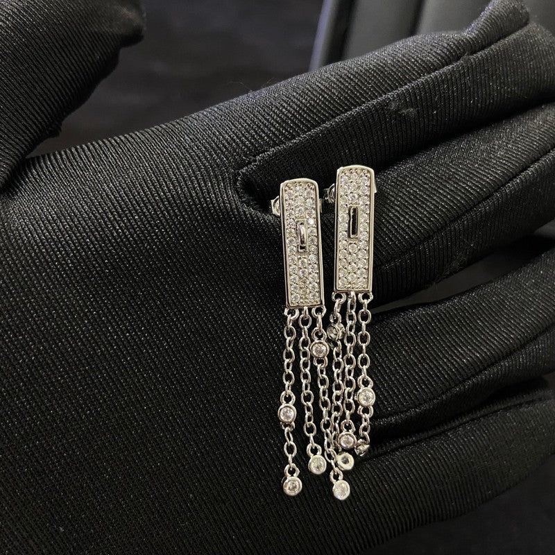 18K Hermes Kelly Gavroche Full Diamond Earrings